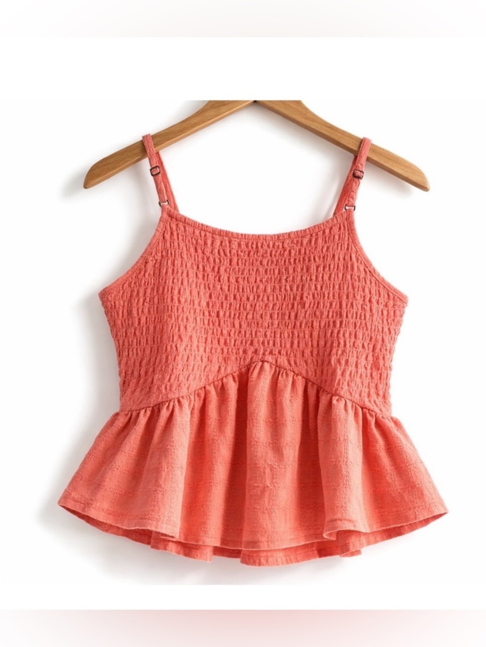 O’Neill Bianca Smocked Peplum Tank Coral Haze Girls XL NWT
